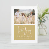 Minimal Simple Exquisite Fake Golden Photo Feestdagenkaart (Staand voorkant)