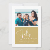 Minimal Simple Exquisite Spanish Fake Golden Photo Feestdagenkaart (Voorkant)