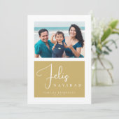 Minimal Simple Exquisite Spanish Fake Golden Photo Feestdagenkaart (Staand voorkant)