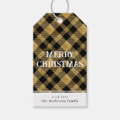 Minimal Simple Gold Buffalo Plaid Vrolijk Kerstfee Cadeaulabel (Voorkant)