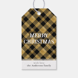 Minimal Simple Gold Buffalo Plaid Vrolijk Kerstfee Cadeaulabel