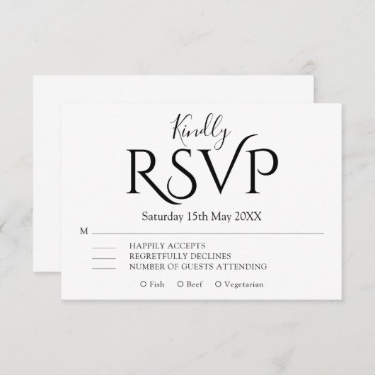 Minimal Simple modern Elegant Wedding  RSVP Kaartje (Voorkant / Achterkant)