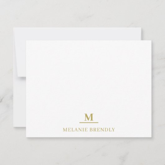 Minimal Simple Modern Monogram Flat Note Kaart Notitiekaartje (Voorkant)