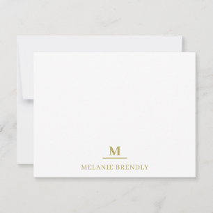 Minimal Simple Modern Monogram Flat Note Kaart Notitiekaartje