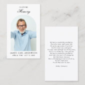 Minimal Simple Photo Arch Memorial Prayer Card Visitekaartje (Voorkant / Achterkant)