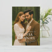 Minimal Simple Photo Wedding Invitation Kaart (Staand voorkant)