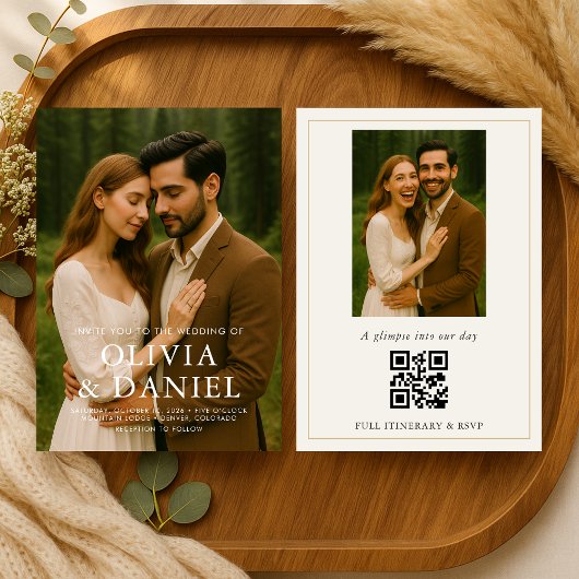 Minimal Simple Photo Wedding Invitation Kaart