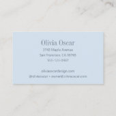 Minimal Simple Soft Blue Modern Professional Visitekaartje (Achterkant)