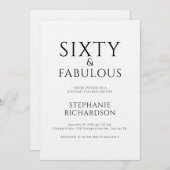 Minimal Sixty and Fabulous 60th Birthday Party  Kaart (Voorkant / Achterkant)