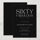 Minimal Sixty and Fabulous 60th Birthday Party Kaart (Voorkant / Achterkant)