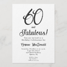 Minimal Sixty and Fabulous 60th Birthday Party Kaart