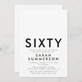 Minimal Sixty Black White 60th Birthday Kaart (Voorkant / Achterkant)