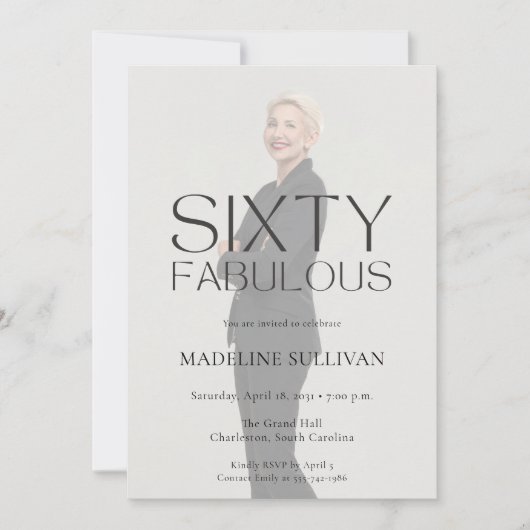 Minimal Sixty Fabulous 60th Photo Birthday Party Kaart (Voorkant)