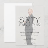 Minimal Sixty Fabulous 60th Photo Birthday Party Kaart (Voorkant / Achterkant)
