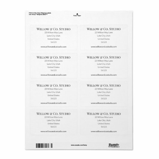 Minimal Small Business Shipping Etiket (Full Sheet)