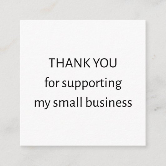 Minimal Small Business Thank You Business Card Vierkante Visitekaartje (Voorkant)