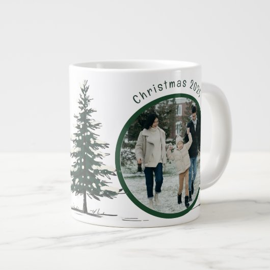 Minimal Snow Christmas Tree Winter Holiday Grote Koffiekop (Voorkant rechts)