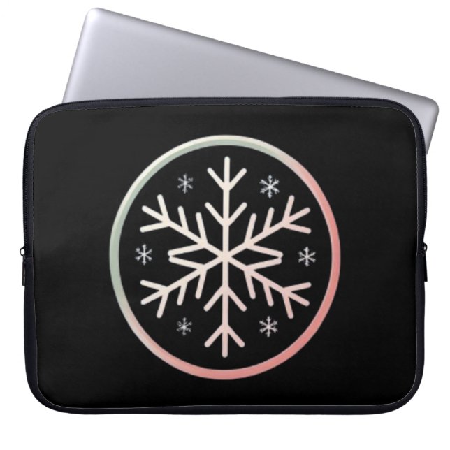 Minimal Snowflake Icon –  Winter Holiday design  Laptop Sleeve (Voorkant)