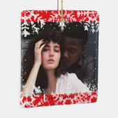 Minimal Snowflakes Frame | Merry and Married Photo Keramisch Ornament (Rechts)