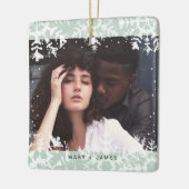 Minimal Snowflakes Frame | Merry and Married Photo Keramisch Ornament (Links)