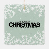 Minimal Snowflakes Frame | Merry and Married Photo Keramisch Ornament (Achterkant)