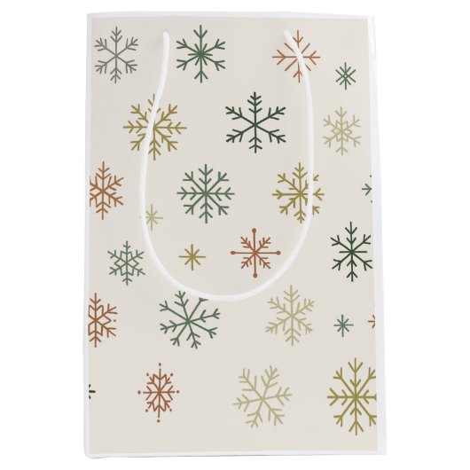 Minimal Snowflakes Seamless Pattern Medium Cadeauzakje (Voorkant)