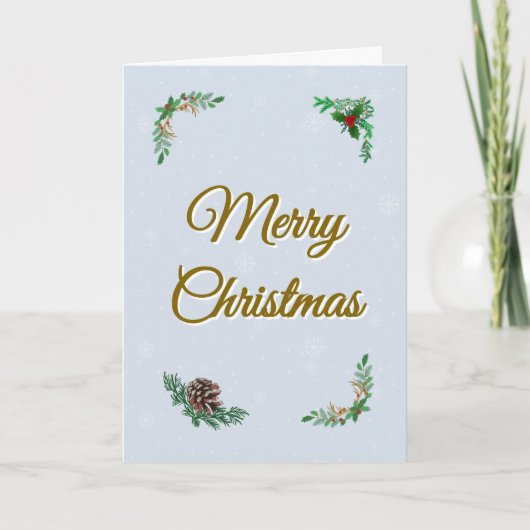 Minimal Snowy Christmas Folded Greeting Card Kaart (Voorkant)