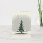 Minimal Snowy Christmas Tree Winter Watercolor  Feestdagen Kaart (Voorkant)