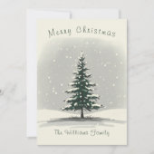 Minimal Snowy Christmas Tree Winter Watercolor Feestdagenkaart (Voorkant)
