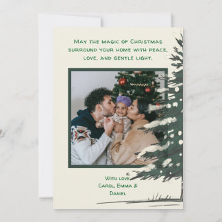 Minimal Snowy Christmas Tree Winter Watercolor Feestdagenkaart