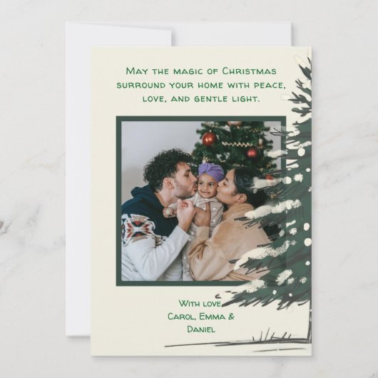 Minimal Snowy Christmas Tree Winter Watercolor Feestdagenkaart (Achterkant)