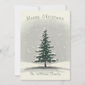 Minimal Snowy Christmas Tree Winter Watercolor Feestdagenkaart (Voorkant)