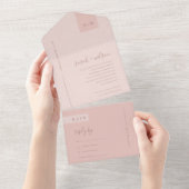 MINIMAL SOFT PASTEL BLUSKY PINK WEDING ALL IN ONE UITNODIGING (Afscheurbaar)