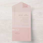 MINIMAL SOFT PASTEL BLUSKY PINK WEDING ALL IN ONE UITNODIGING (Binnen)