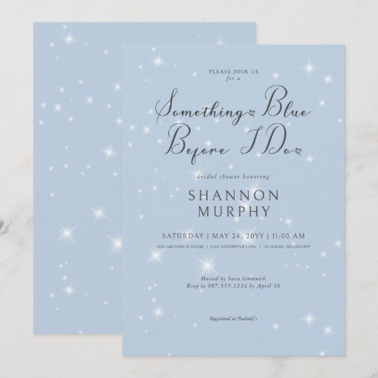 Minimal Something Blue Sparkle Vrijgezellenfeest Kaart (Voorkant / Achterkant)