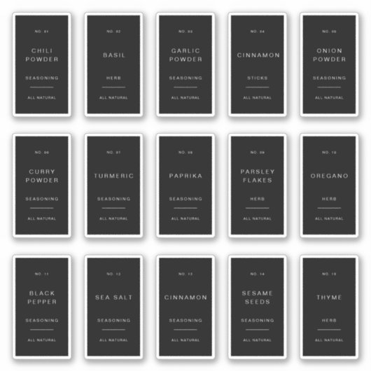 Minimal Spice Jar Labels Pantry Storage Stickers (Voorkant)