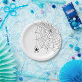 Minimal Spider Web en Spider Silhouette Halloween Papieren Bordje (Feest)