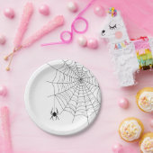Minimal Spider Web en Spider Silhouette Halloween Papieren Bordje (Feest)