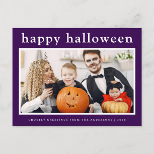 Minimal Spooky Happy Halloween Family 1 Foto Feestdagenkaart