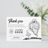 Minimal Spooky Schattige Halloween Bedankt Ghost C (Staand voorkant)