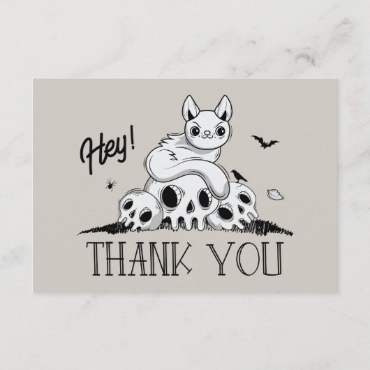 Minimal Spooky Schattige Halloween Bedankt Ghost C (Achterkant)