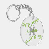 Minimal Sports limoen Grey Wit Softball Bag label Sleutelhanger (Voorkant Links)