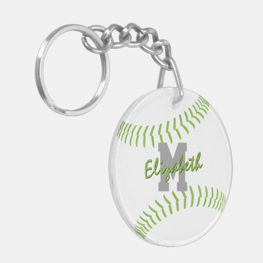 Minimal Sports limoen Grey Wit Softball Bag label Sleutelhanger (Voorkant Links)