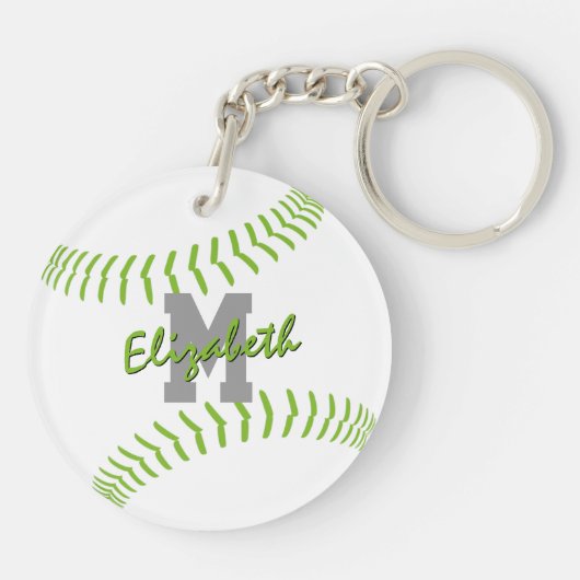 Minimal Sports limoen Grey Wit Softball Bag label Sleutelhanger (Achterkant)
