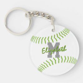 Minimal Sports limoen Grey Wit Softball Bag label Sleutelhanger