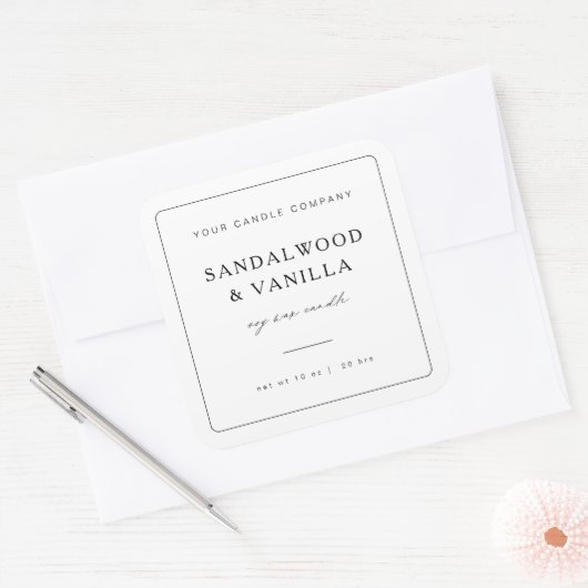 Minimal Square Candle Merk Label Product Sticker (Envelop)