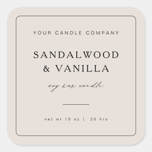 Minimal Square Candle Merk Label Product Sticker (Voorkant)