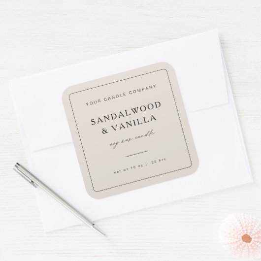 Minimal Square Candle Merk Label Product Sticker (Envelop)