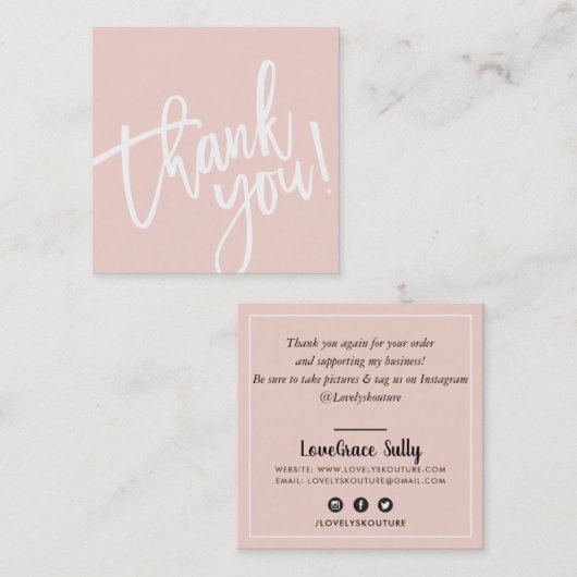 MINIMAL STIJLVOLLE eenvoudige border blush roze da Vierkante Visitekaartje (Voorkant / Achterkant)