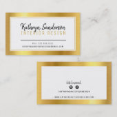 MINIMAL STIJLVOLLE eenvoudige rand zwart faux goud Visitekaartje (Voorkant / Achterkant)